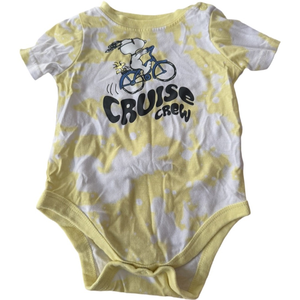 Garanimals x Peanuts Snoopy Cruise Crew Tie Dye Bodysuit 6-9M Yellow White Baby